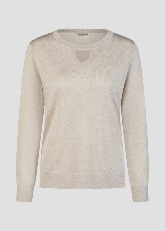 BLUSA DE MALHA COM ABERTURA FRONTAL E LIGEIRO LUREX - BARBARA LEBEK