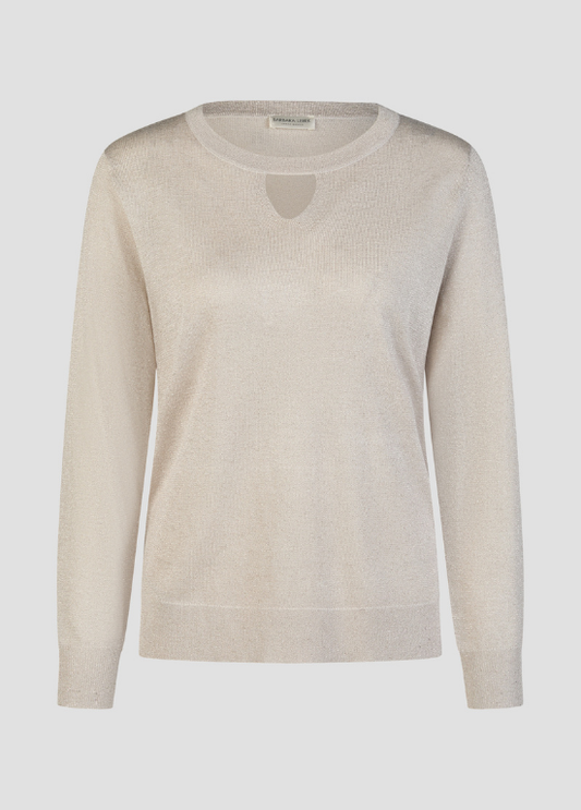 BLUSA DE MALHA COM ABERTURA FRONTAL E LIGEIRO LUREX - BARBARA LEBEK