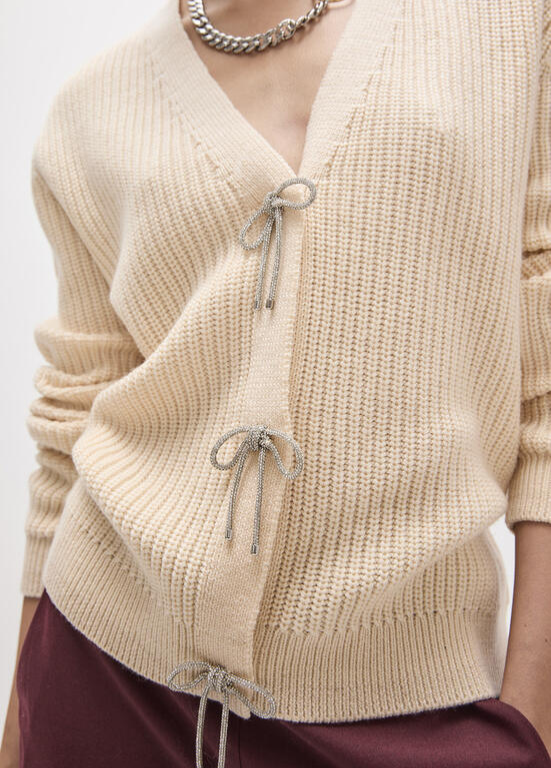 CARDIGAN CRU COM LAÇOS DE CRISTAL - LOLA CASADEMUNT