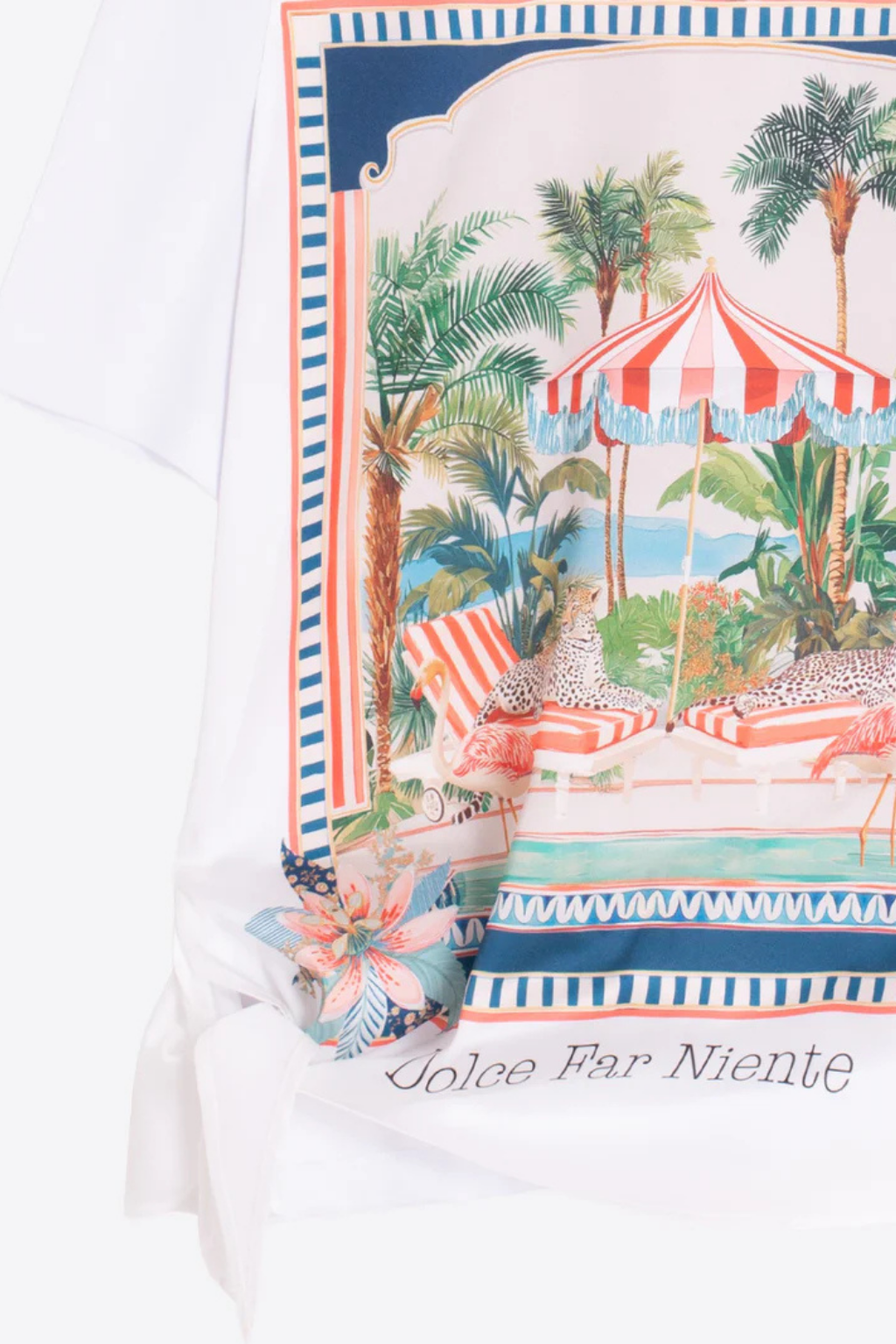 T-SHIRT COM ESTAMPADO " DOLCE FAR NIENTE" E LAÇO LATERAL - VILAGALLO