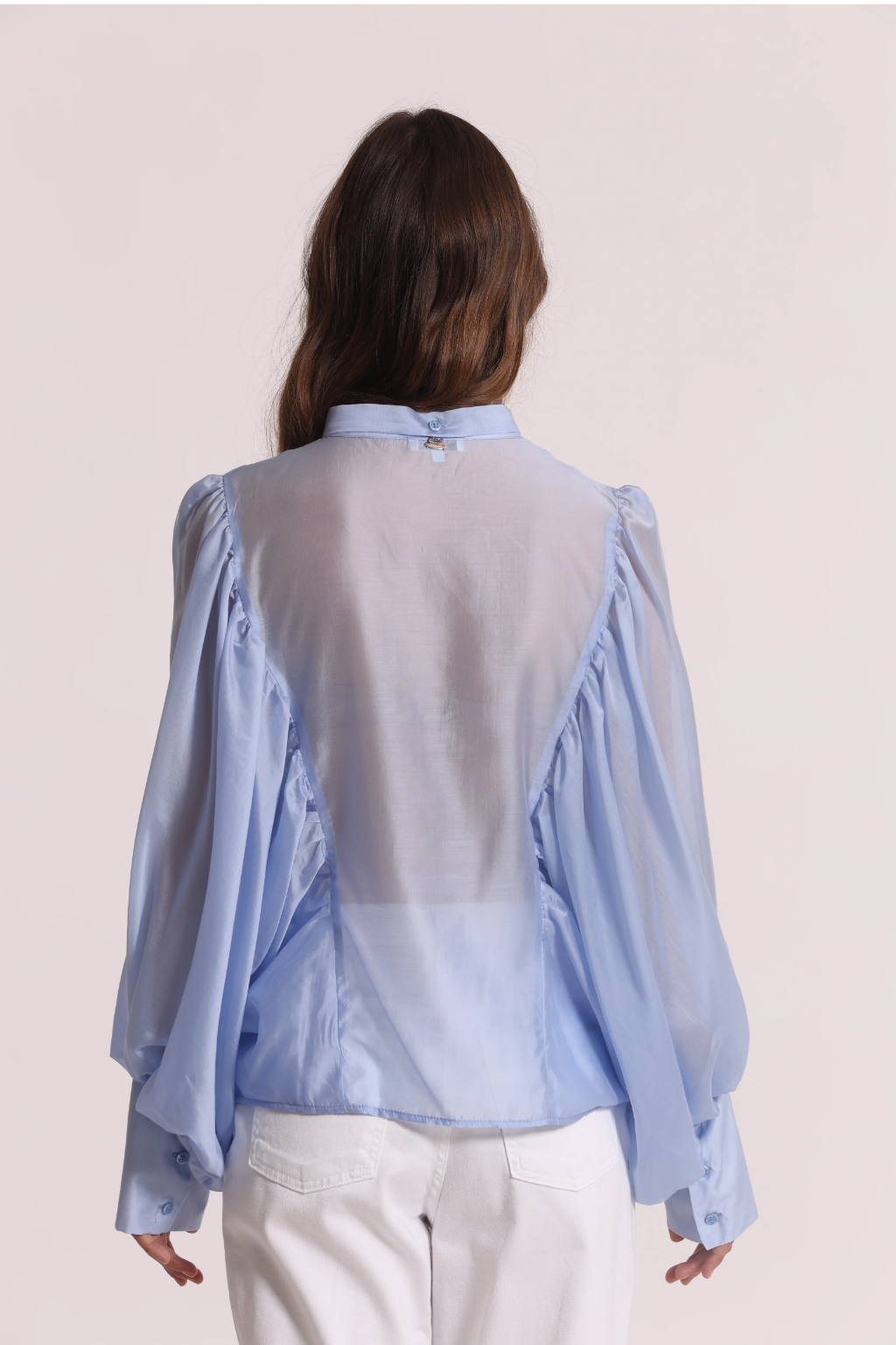 BLUSA DE MANGAS COMPRIDAS COM EFEITO CHIFFON - MIMI MUA