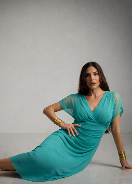 VESTIDO ELEGANTE COM TULE - ALIBY
