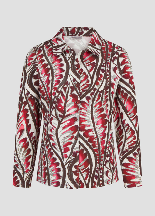 CAMISA ESTAMPADA EM TONS DE BORDEAUX - BARBARA LEBEK