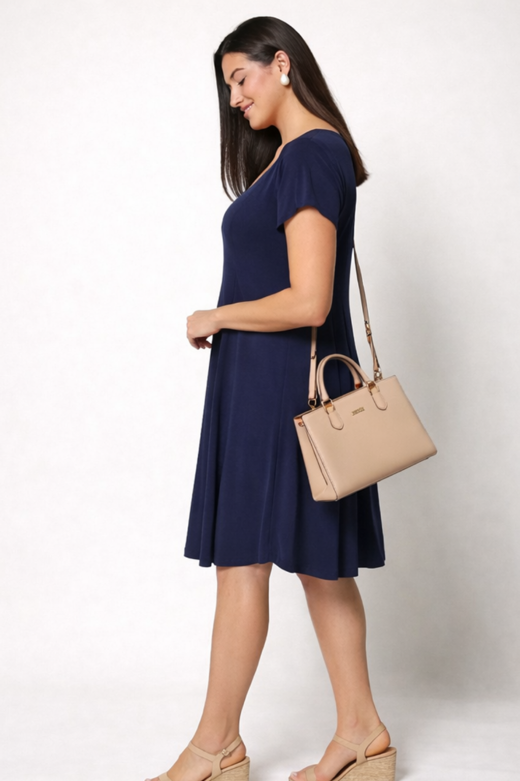 VESTIDO DE MALHA FRIA AZUL MARINHO - AN VITO