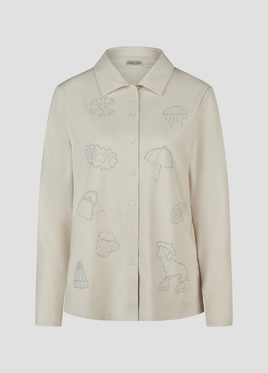 CAMISA PÉROLA COM STRASS PRATA - BARBARA LEBEK
