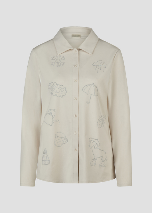 CAMISA PÉROLA COM STRASS PRATA - BARBARA LEBEK