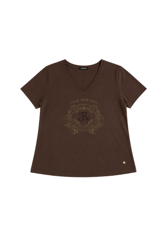 T-SHIRT CASTANHA COM MONOGRAMA - FOURSOUL