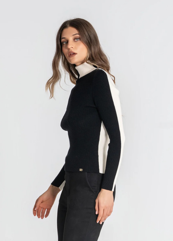 CAMISOLA DE MALHA DE GOLA ALTA BICOLOR - RUGA