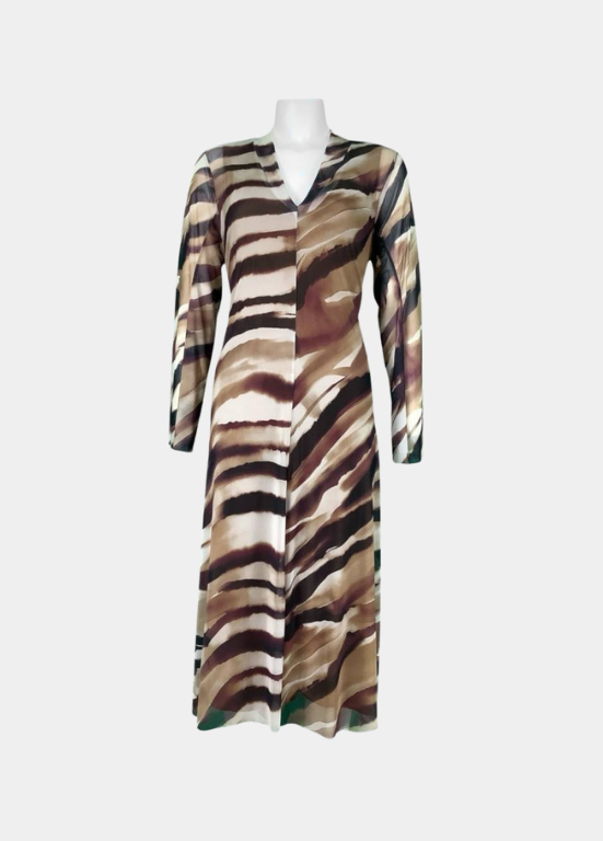 VESTIDO EM MALHA ELÁSTICA EM TULE ANIMAL PRINT - ADET