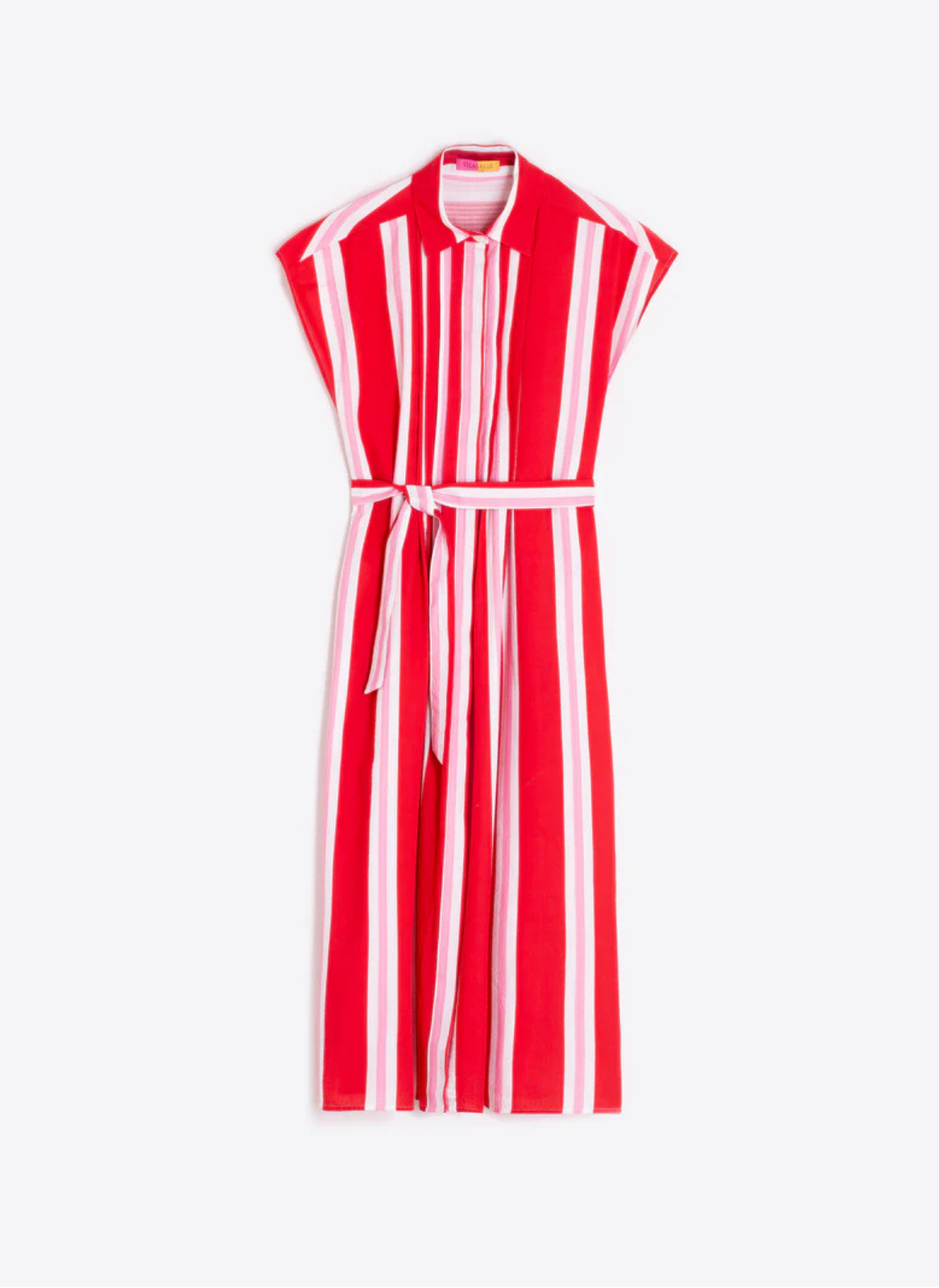 VESTIDO MIDI COM RISCAIS VERTICAIS BICOLOR - VILAGALLO