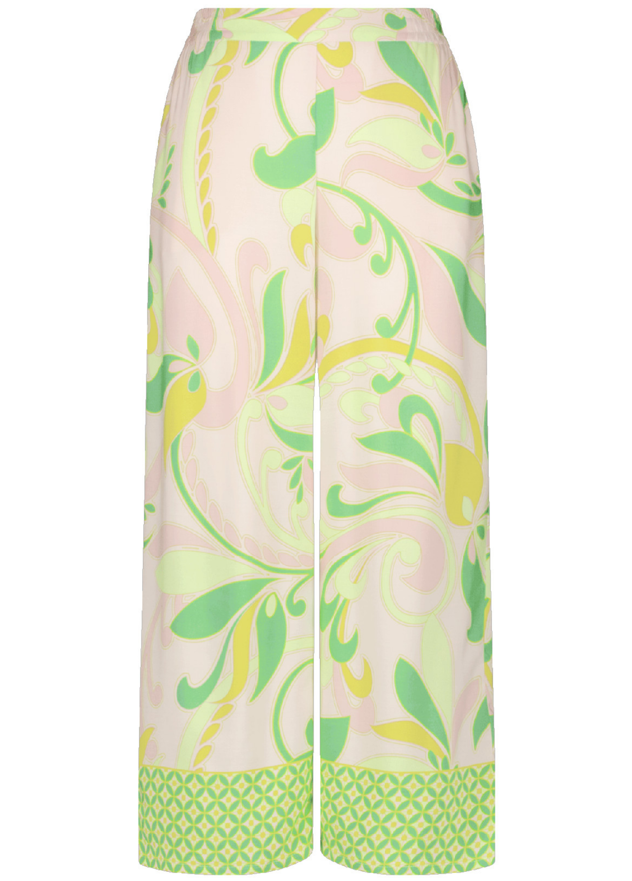 CALÇAS ESTAMPADAS EM VISCOSE COM BARRA GEOMÉTRICA - GERRY WEBER