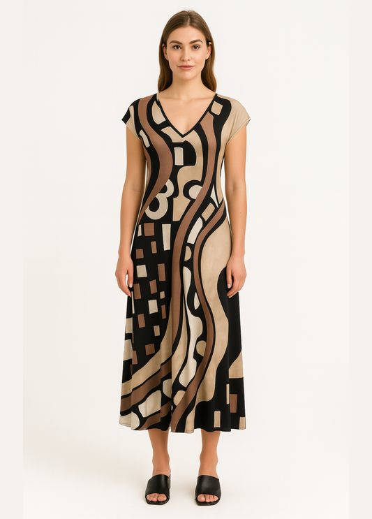 VESTIDO ESTAMPA ABSTRATA - ADET