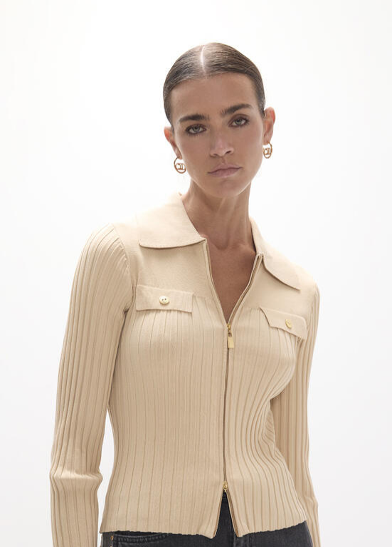 CARDIGAN DE MALHA COM FECHO ZIPPER LC - LOLA CASADEMUNT