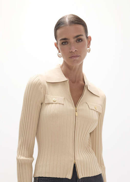 CARDIGAN DE MALHA COM FECHO ZIPPER LC - LOLA CASADEMUNT