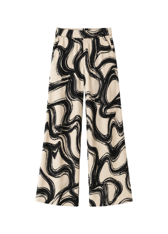 CALÇAS DE MALHA COM ESTAMPADO ABSTRATO E ELÁSTICO NA CINTURA - SCUSI