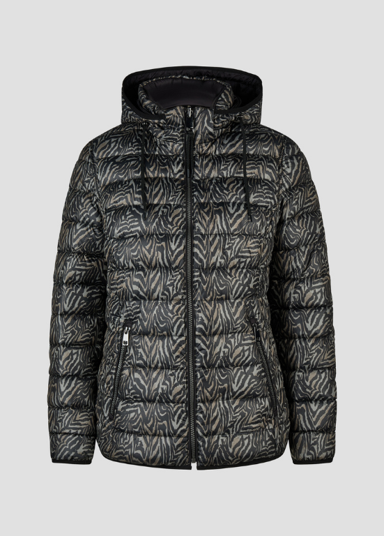 PARKA CURTA ACOLCHOADA COM CAPUZ, RESERVSÍVEL ESTAMPADO ANIMAL PRINT OU LISO - BARBARA LEBEK
