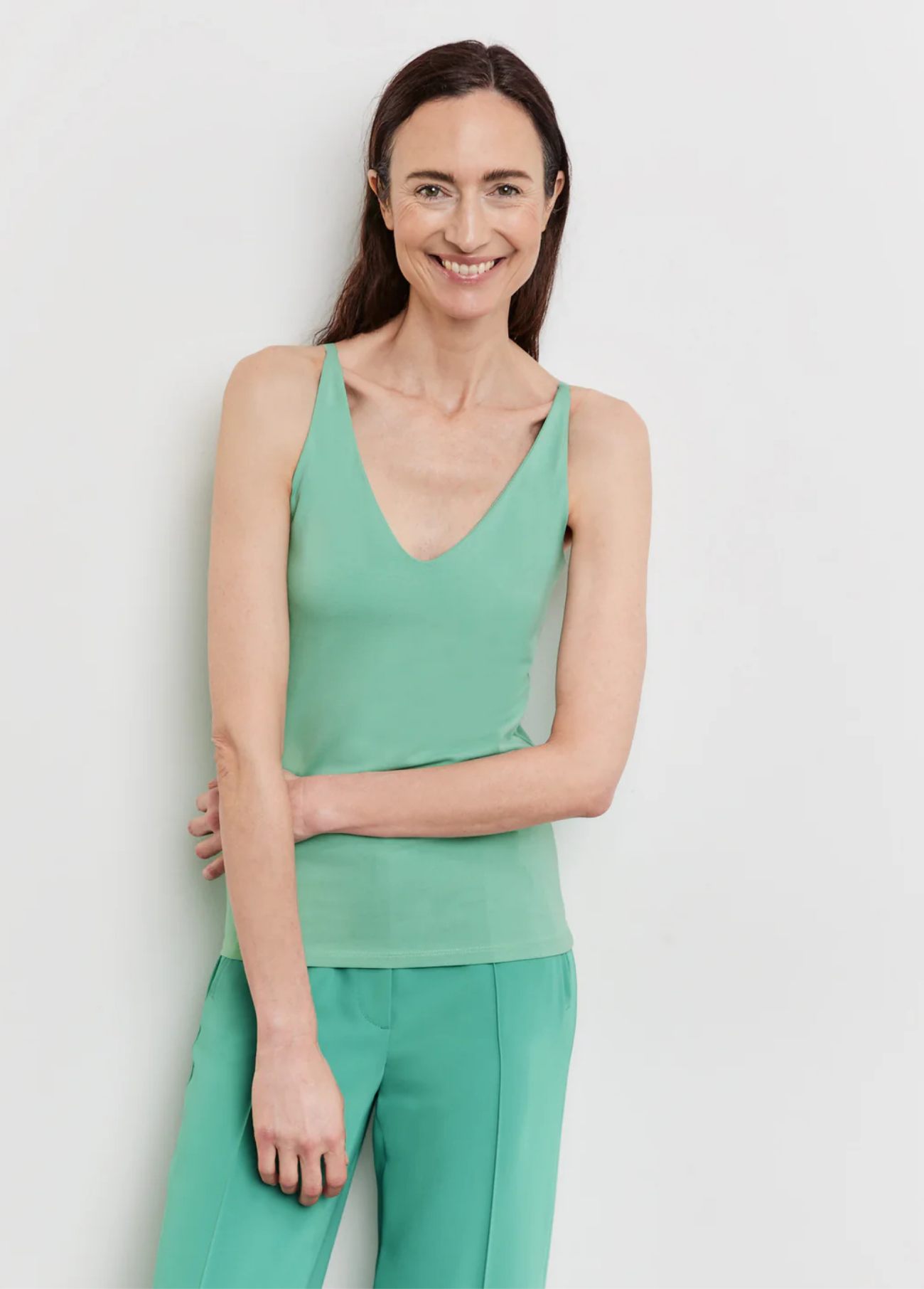 TOP BÁSICO EM ALGODÃO VERDE ÁGUA - GERRY WEBER