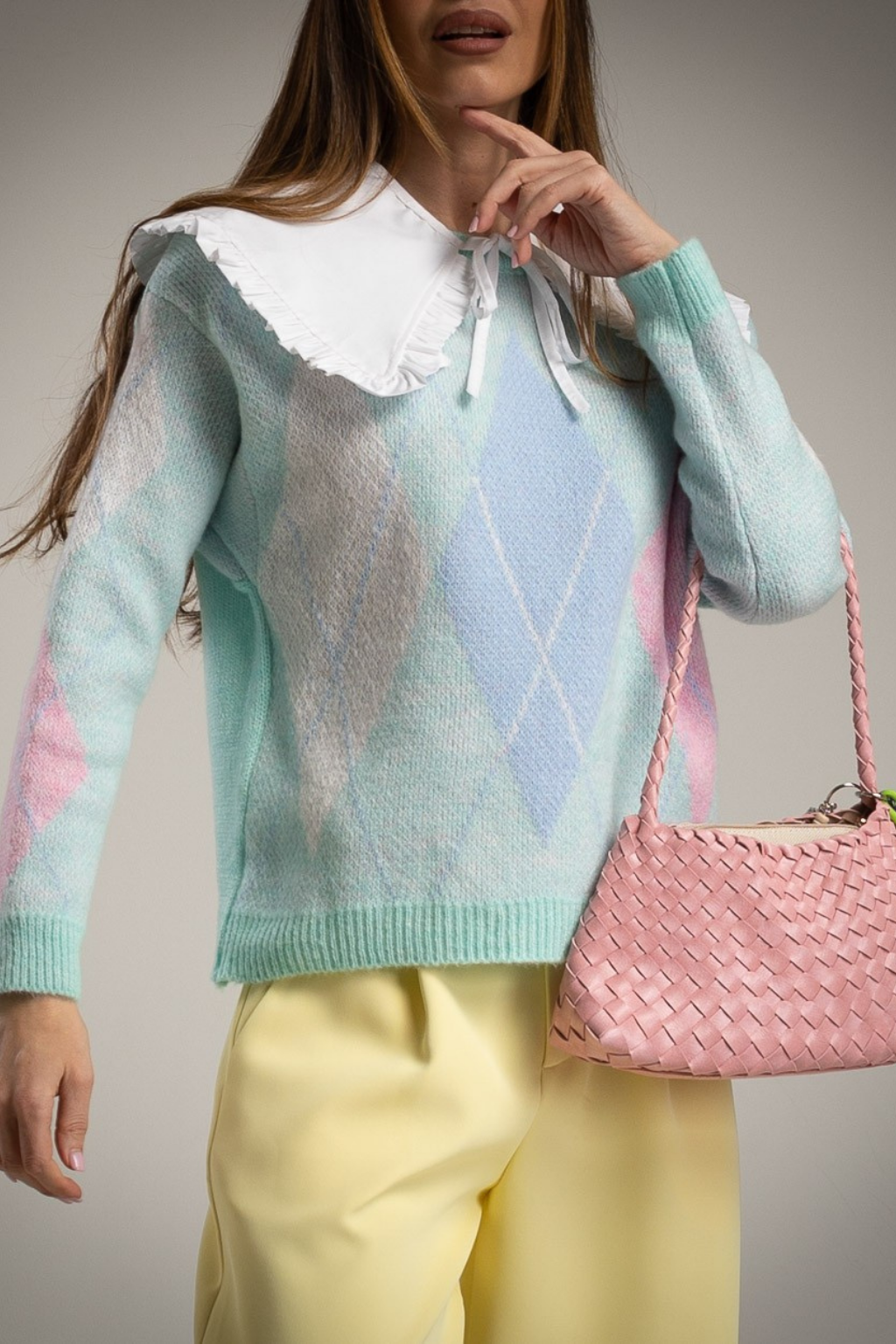 CAMISOLA DE MALHA COM LOSÂNGULOS - ALIBY