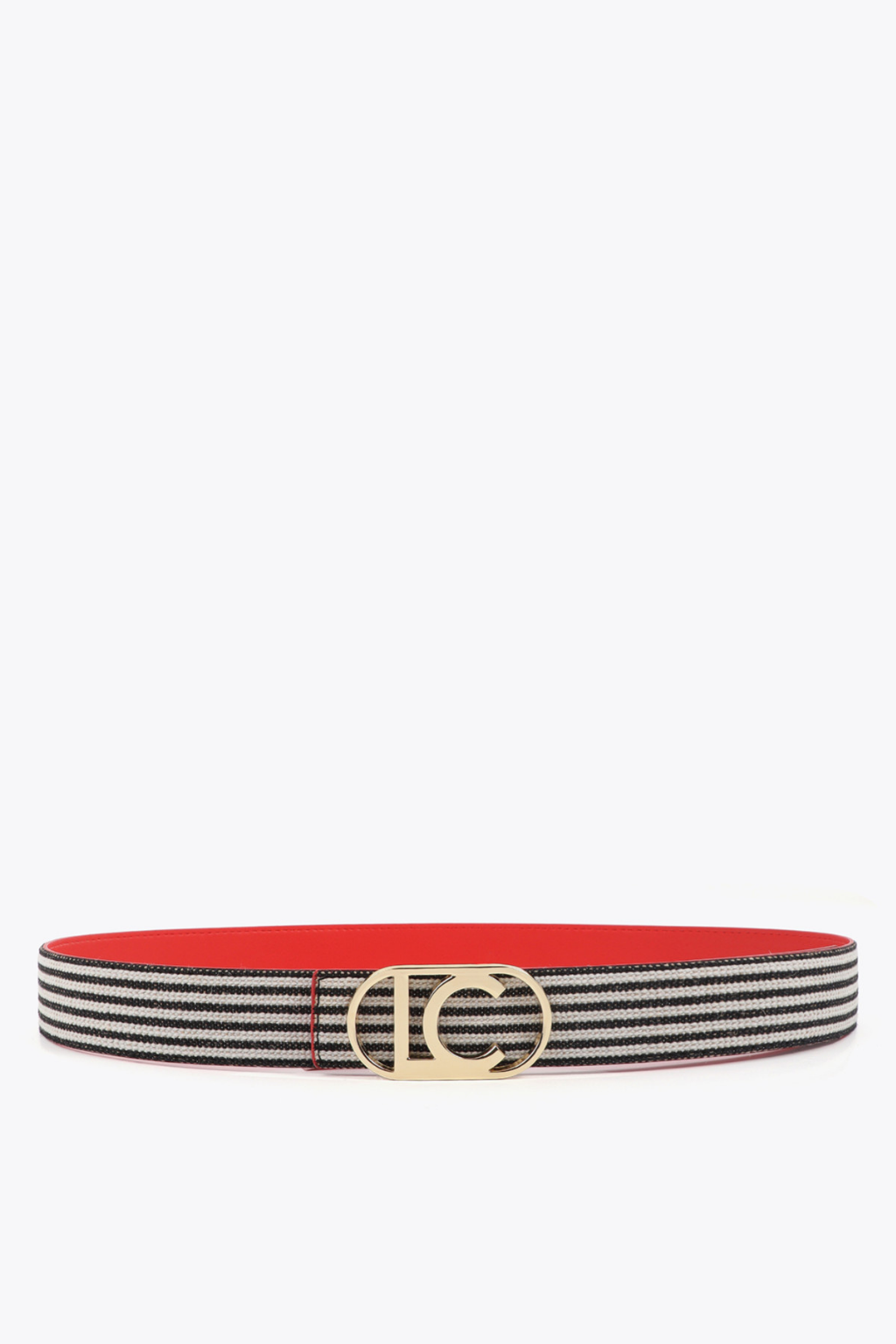 CINTO REVERSÍVEL CORAL E LONA LISTRADA COM FIVELA OVAL LC - LOLA CASADEMUNT