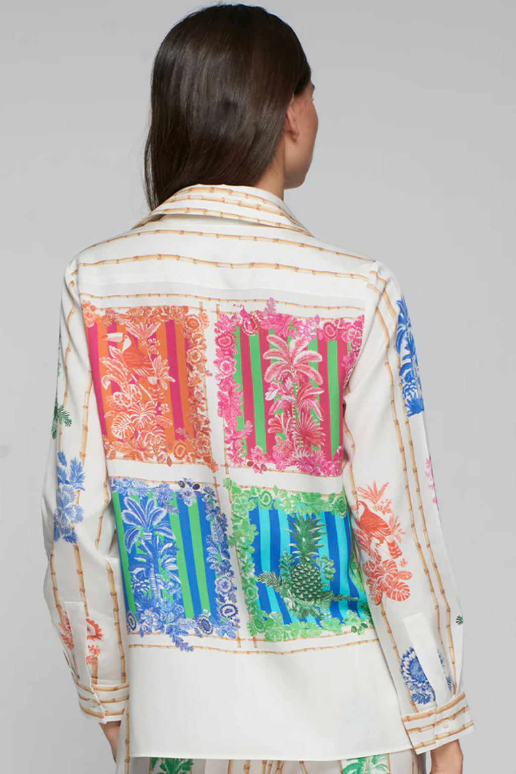 CAMISA BRANCA COM ESTAMPADO " BAMBU" - VILAGALLO