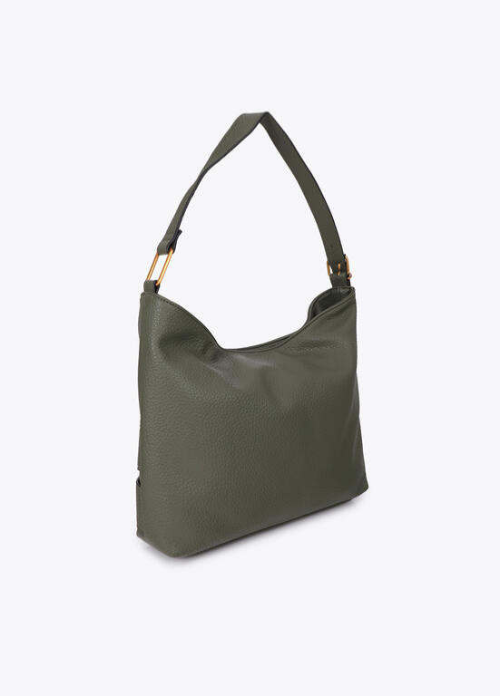 MALA EM ECOPELE VERDE KAKI COM FIVELA CRUZADA LC - LOLA CASADEMUNT
