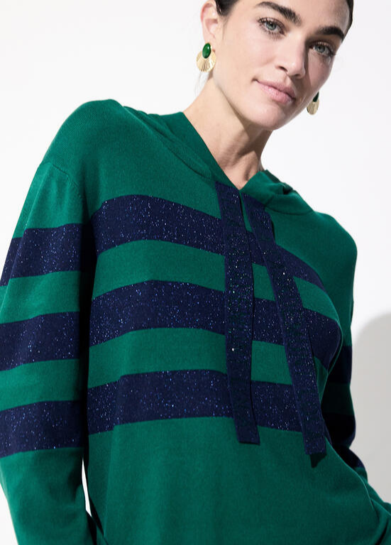 JERSEY DE RISCAS VERDE E AZUL COM LUREX E CAPUZ - LOLA CASADEMUNT