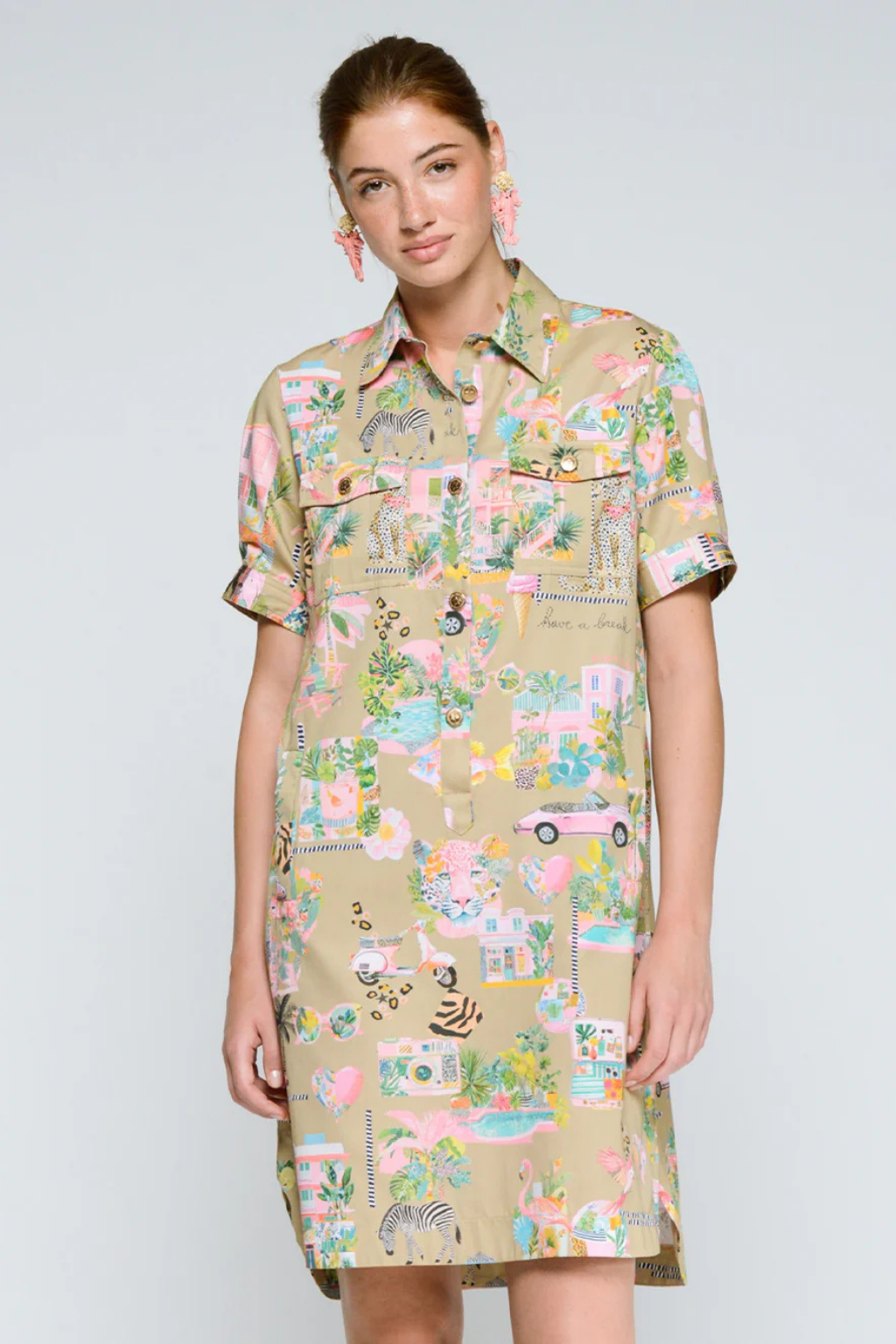 VESTIDO CURTO COM ESTAMPADO " CALIFÓRNIA" - VILAGALLO