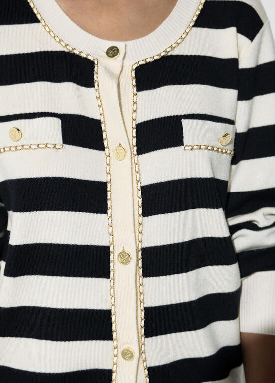 CARDIGAN DE RISCAS E PERSPONTOS DOURADOS TIPO CHANNEL LC - LOLA CASADEMUNT