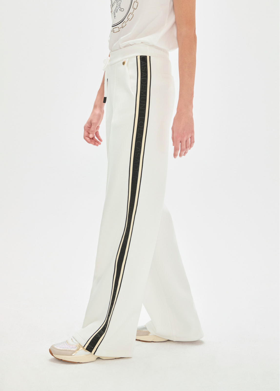 CALÇAS EM TECIDO SCUBA COJM RISCA CONTRASTANTE - LOLA CASADEMUNT