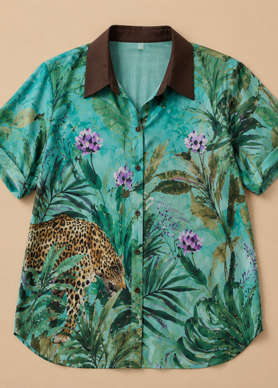 BLUSA FRESCA COM ESTAMPADO JUNGLE - ALIBY