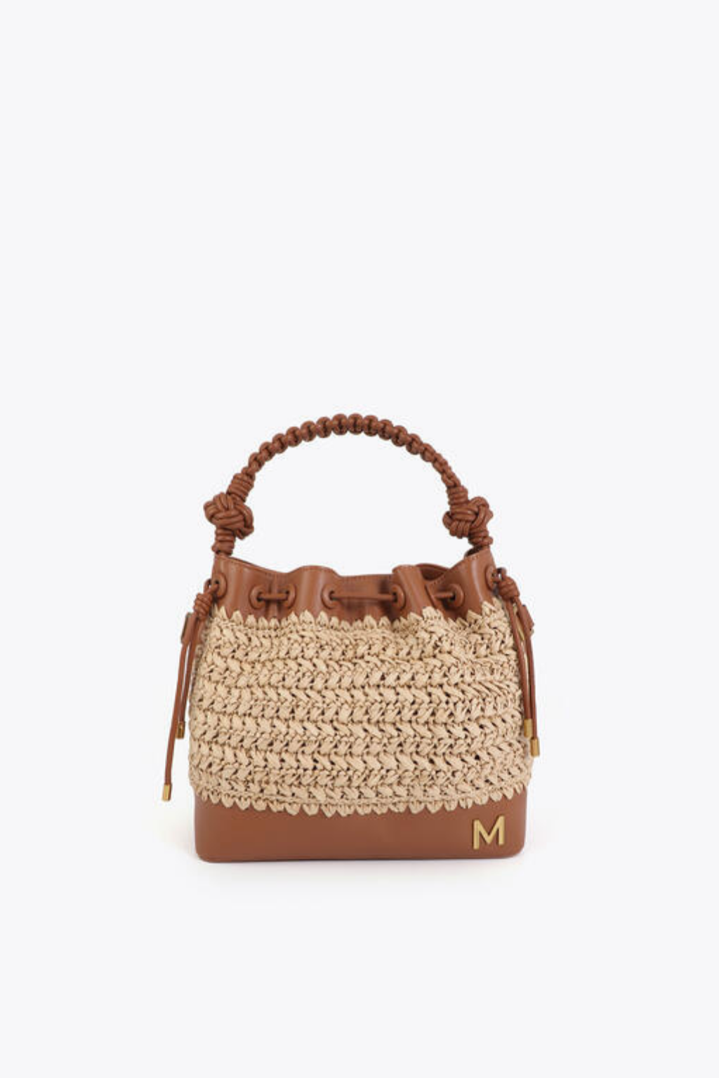 MALA BUCKET CAMEL COM DETALHE ENTRAÇADO - LOLA CASADEMUNT BY MAITE