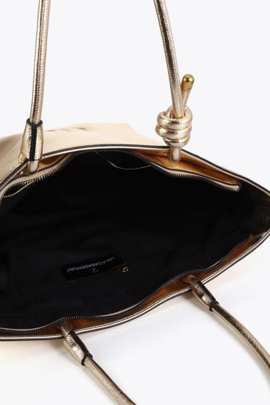 SHOPPER DOURADA DESESTRUTURADO COM LOGOTIPO OVAL EM RELEVO - LOLA CASADEMUNT