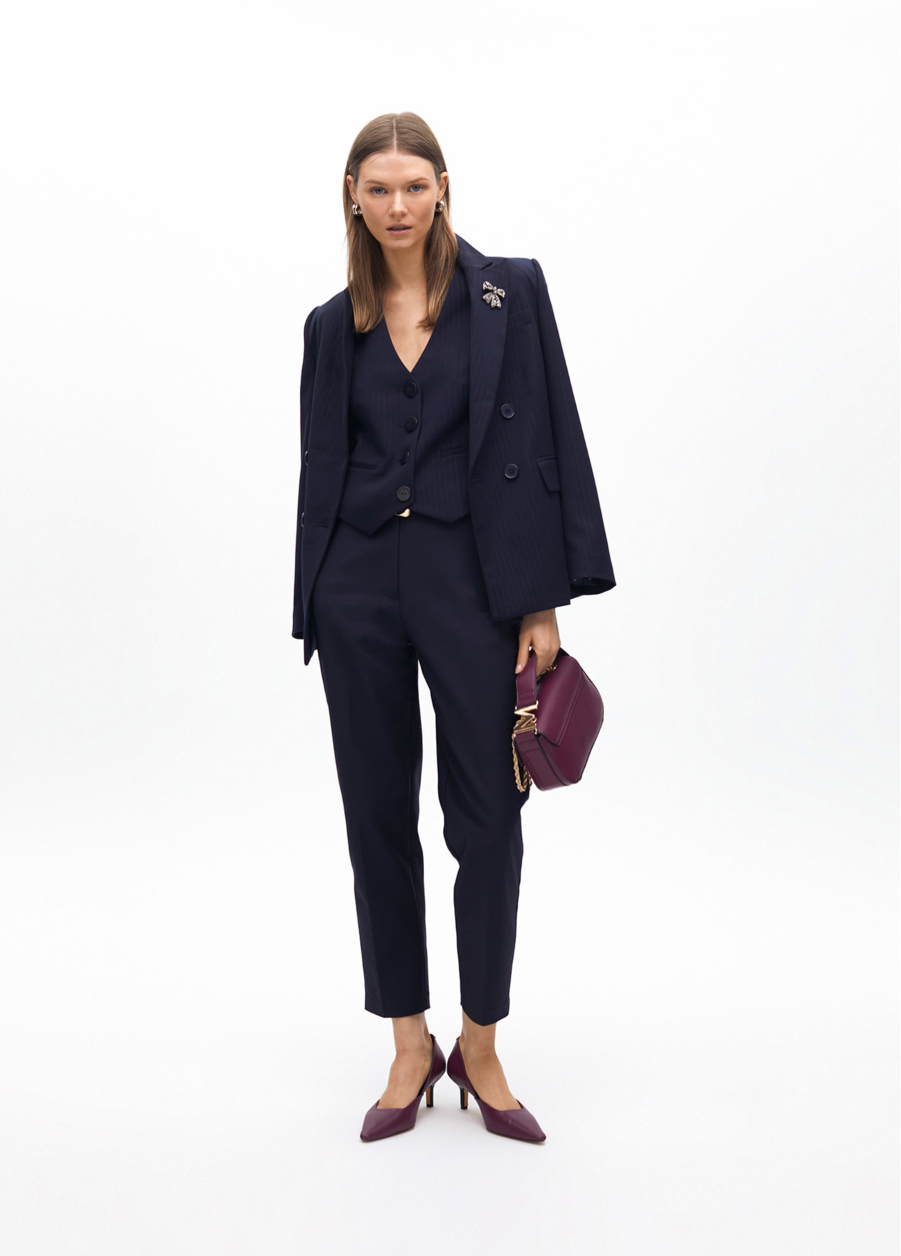 CALÇAS CHINO COM FAIXA LOGO EM STRASS - LOLA CASADEMUNT BY MAITE