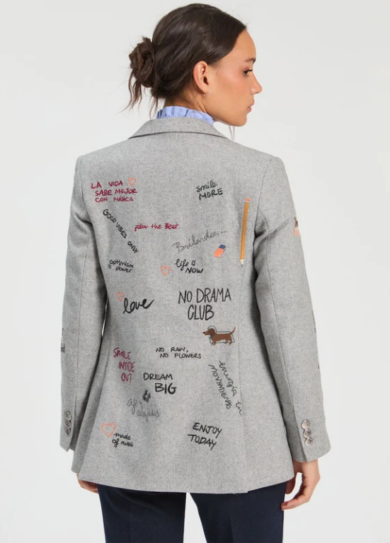 BLAZER CINZA COM BORDADOS - VILAGALLO