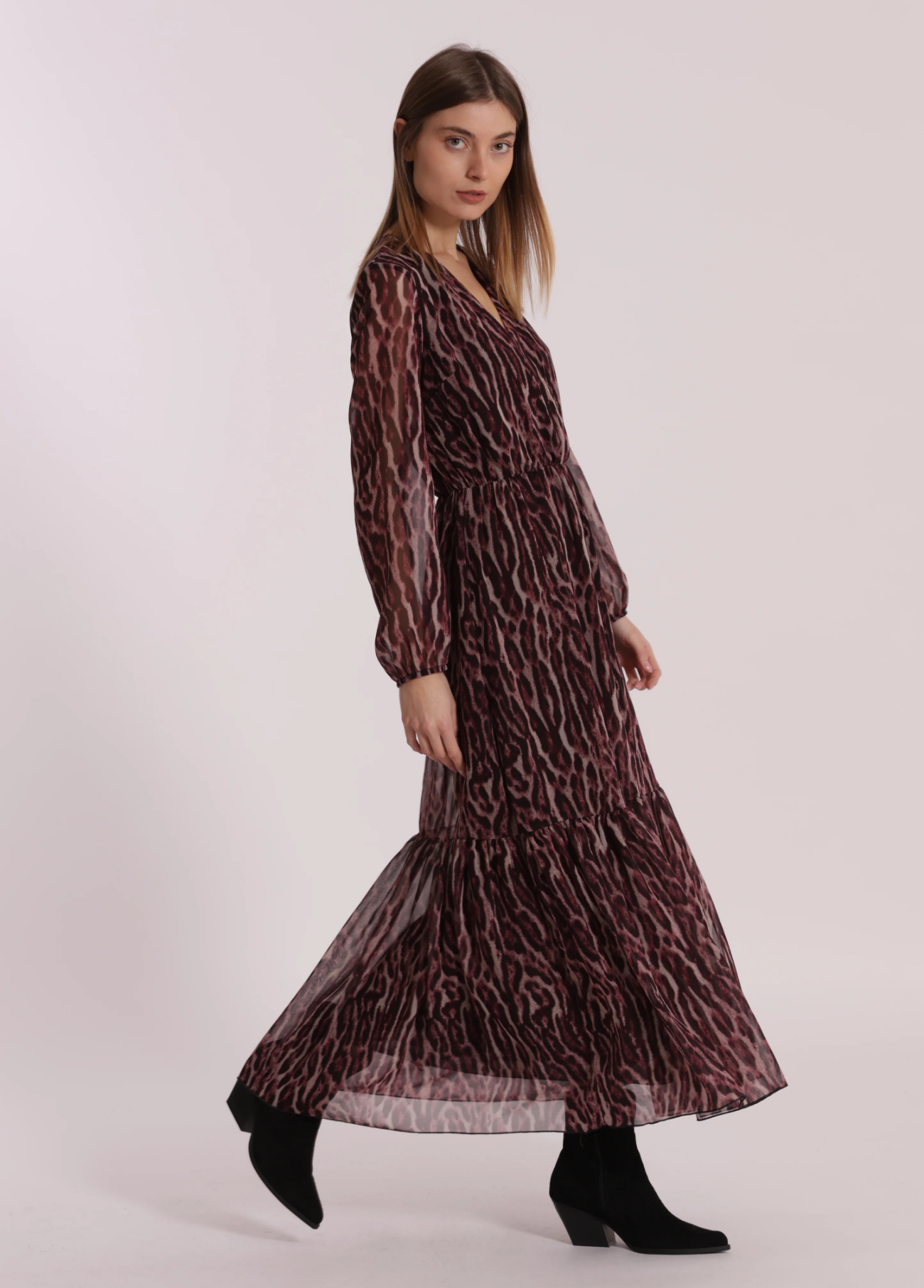 VESTIDO LONGO COM ESTAMPA ANIMAL - MIMI MUA