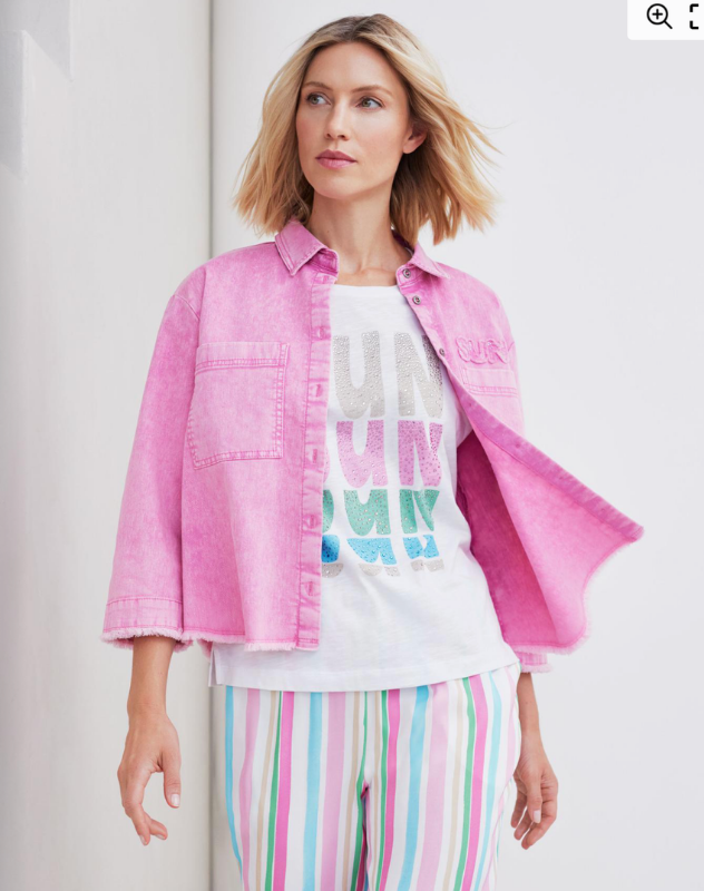 T-SHIRT BRANCA EM ALGODÃO COM STRASS "SUN" MULTICOLOR - RABE