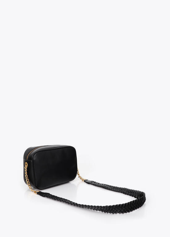 MALA PRETA EM ECOPELE COM EFEITO METALASSÉ E TACHAS DOURADAS LC - LOLA CASADEMUNT