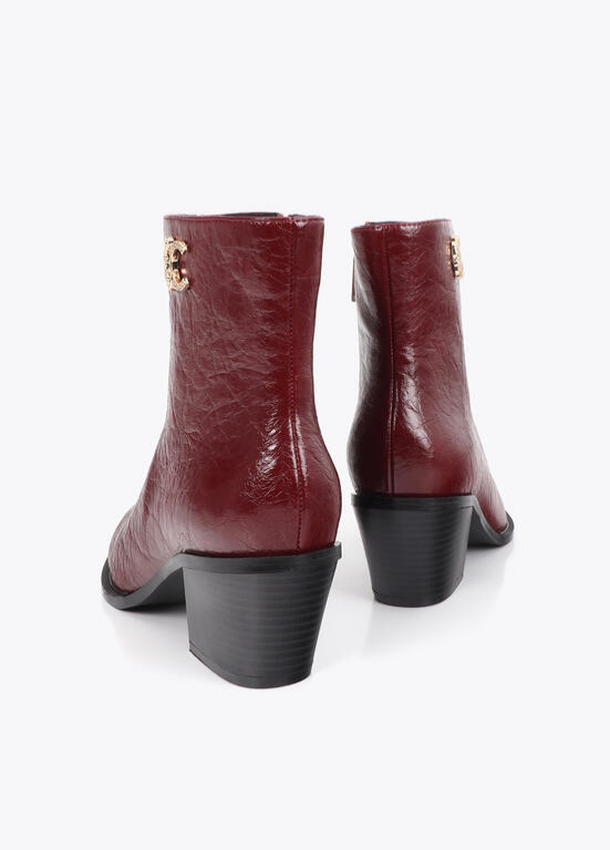 BOTINS EM ECOPELE TEXTURADA BORDEAUX LC - LOLA CASADEMUNT