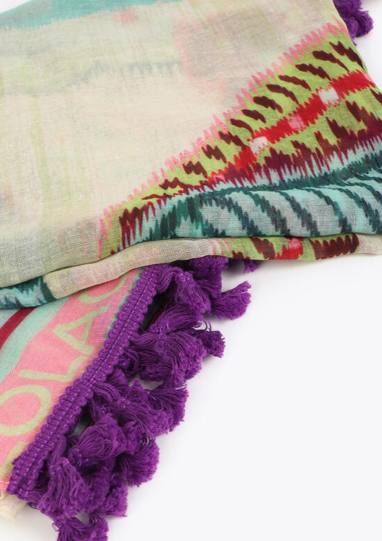 PÁREO COM MOTIVOS TROPICAIS E FRANJAS - LOLA CASADEMUNT