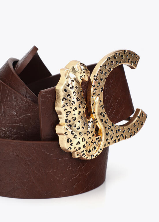 CINTO DE ECOPELE CASTANHO COM LC LEOPARDO - LOLA CASADEMUNT
