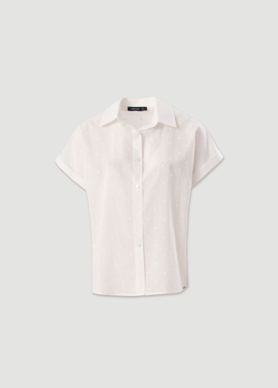 BLUSA EM ALGODÃO COM TEXTURA E MANGA CURTA - FERRACHE