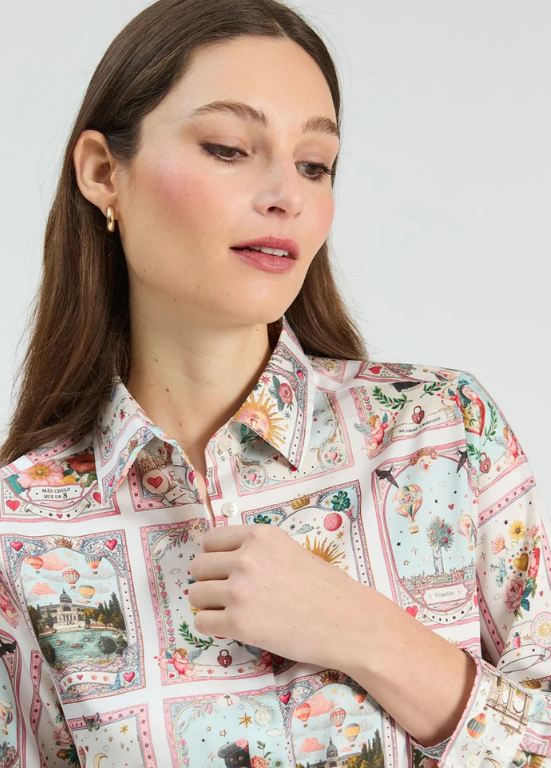 CAMISA DE MANGA COMPRIDA COM TECIDO LEVE VINTAGE - VILAGALLO