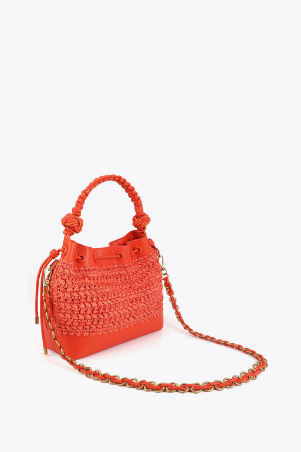 MALA BUCKET CORAL COM DETALHE ENTRAÇADO - LOLA CASADEMUNT BY MAITE