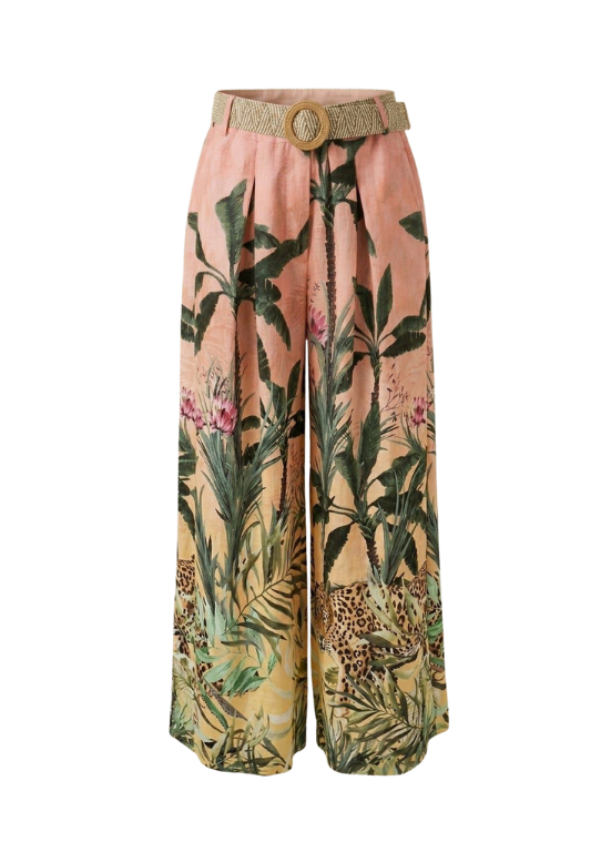 CALÇAS PANTALONAS FRESCAS COM ESTAMPADO JUNGLE - ALIBY