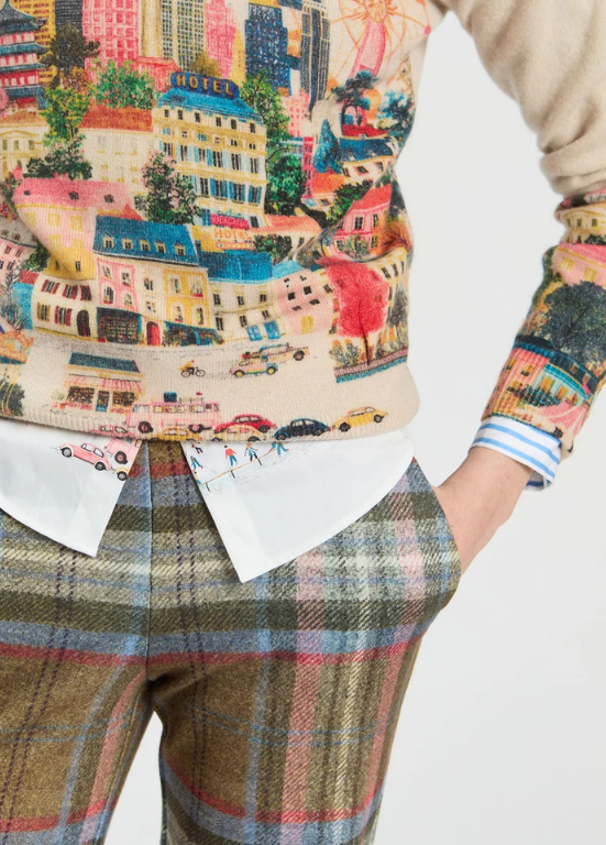 CAMISOLA DE TRICÔ COM ESTAMPADO CITADINO EUROPEU - VILAGALLO