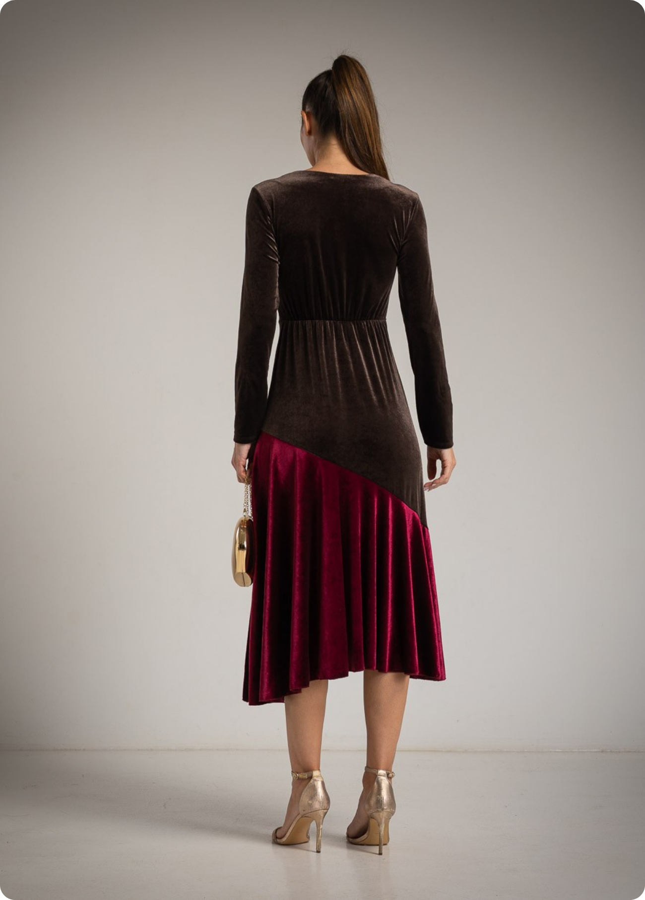 VESTIDO MIDI TIPO VELUDO DEGRADÊ - ALBANOS