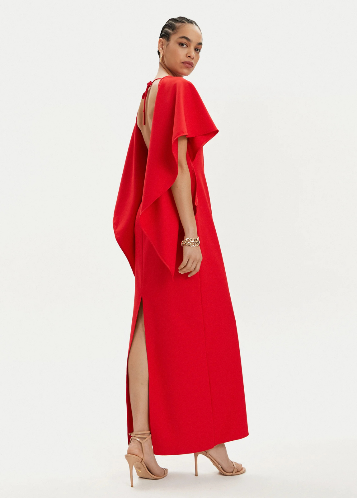 VESTIDO COMPRIDO COM COSTAS ABERTAS E FOLHO - LOLA CASADEMUNT
