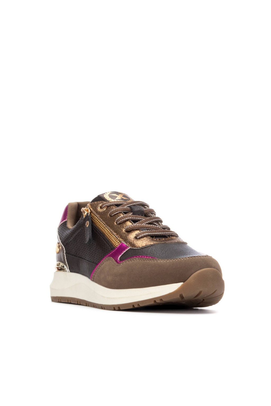 TÉNIS EM COURSO SINTÉTICO CASTANHOS COM DETALHES FUSCIA - XTI shoes