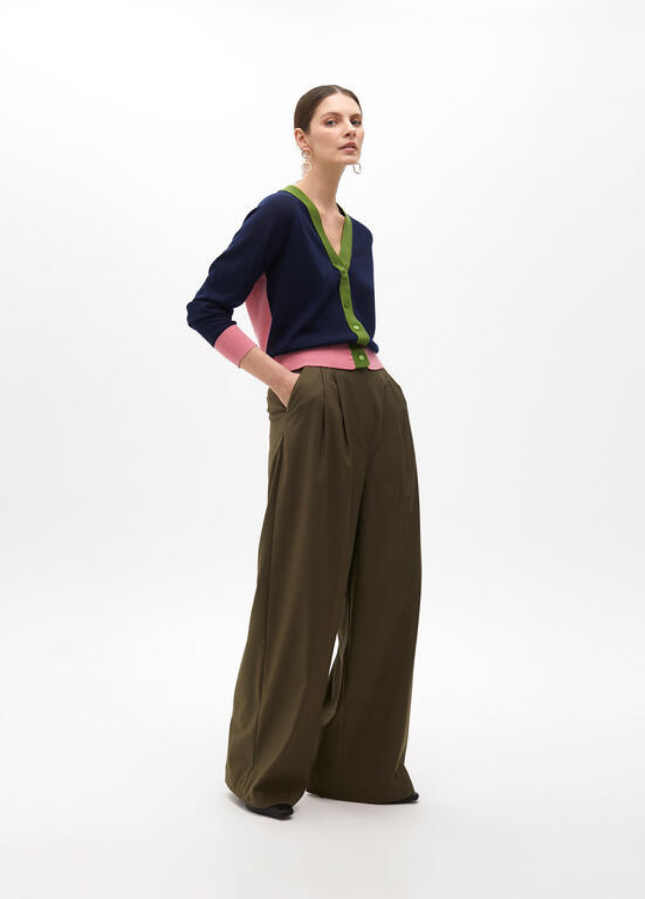 CARDIGAN TRICOLOR DECOTE EM V - LOLA CASADEMUNT BY MAITE
