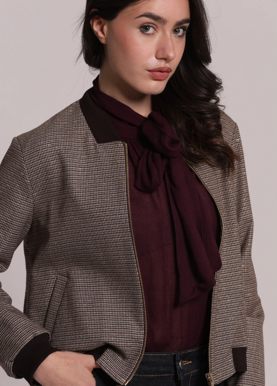 BOMBER EM P DE PULLE BORDEAUX COM LUREX - MIMI MUA
